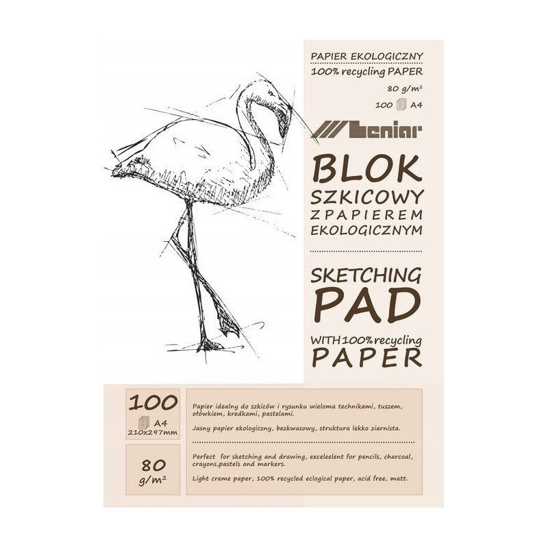 Blok szkicownik A4 100k 60g papier jasny 90891 LENIAR