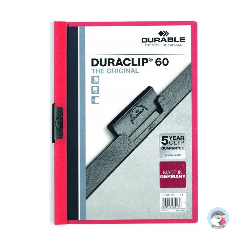 Skoroszyt zaciskowy A4 1-60k czerwony DURACLIP Original 220903 DURABLE