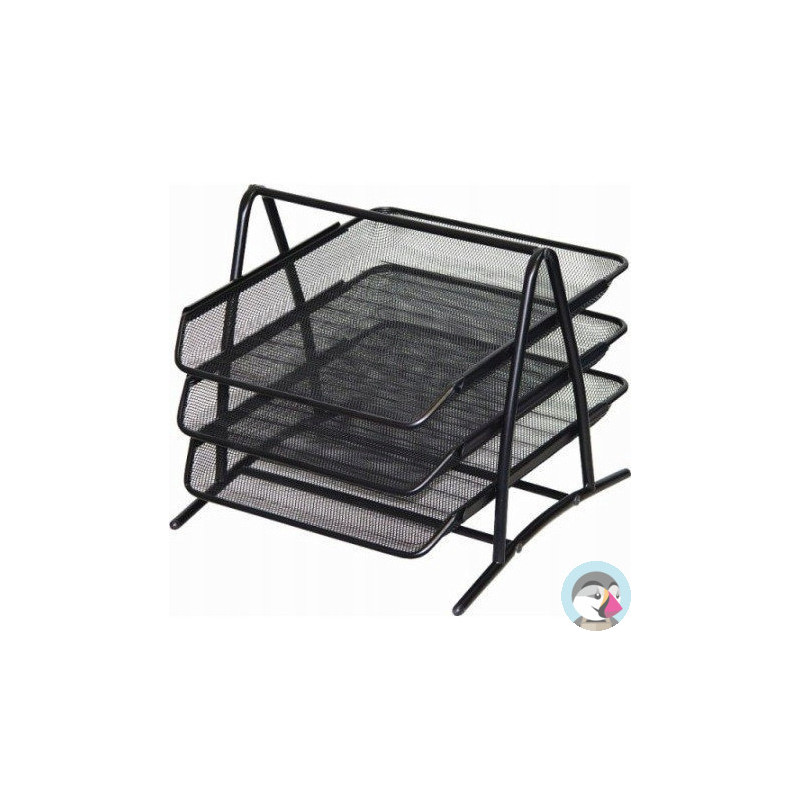Półka na dokumenty NATUNA A4 siatka czarna (3szt) 350x300x275mm