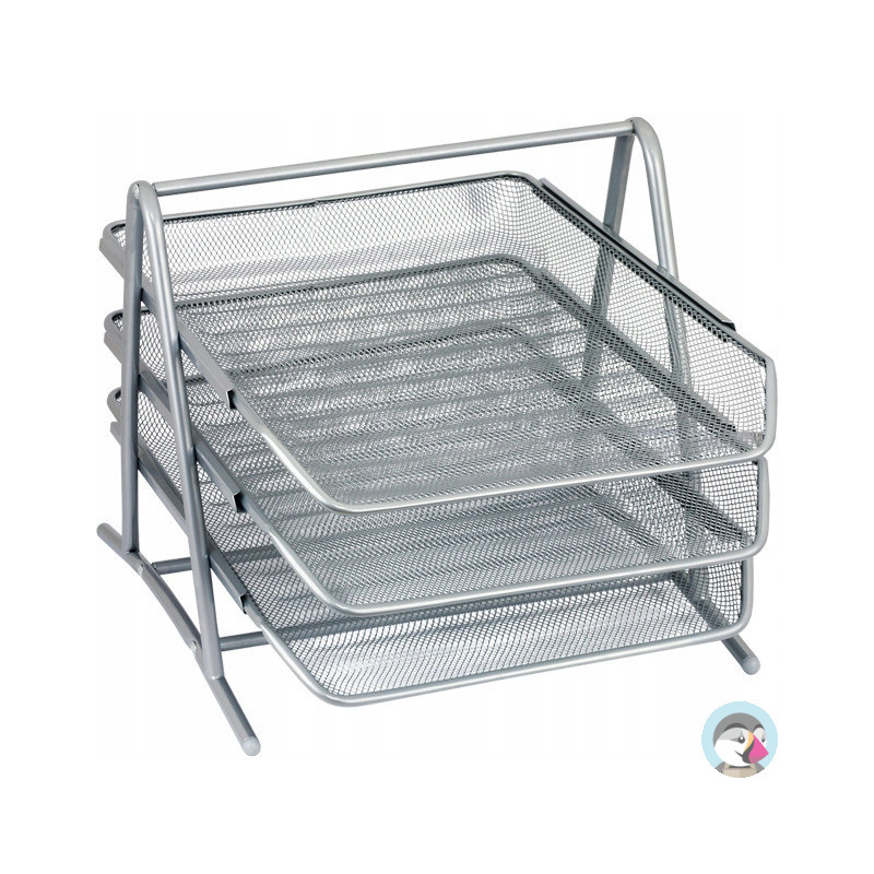 Półka na dokumenty NATUNA A4 siatka srebrna (3szt) 350x300x275mm