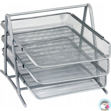 Półka na dokumenty NATUNA A4 siatka srebrna (3szt) 350x300x275mm