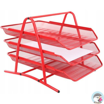 Półka na dokumenty NATUNA A4 siatka czerwona (3szt) 350x300x275mm