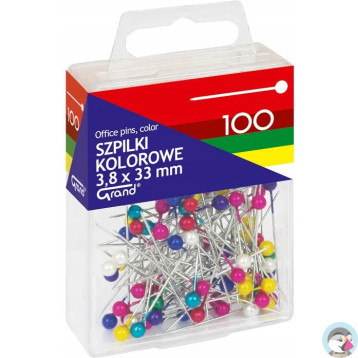 Szpilki kolorowe 3,8x33mm 100szt. 110-1670 GRAND