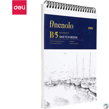 Szkicownik na spirali B5 FINENOLO 100g/m2 40 kartek biały EN025 DELI