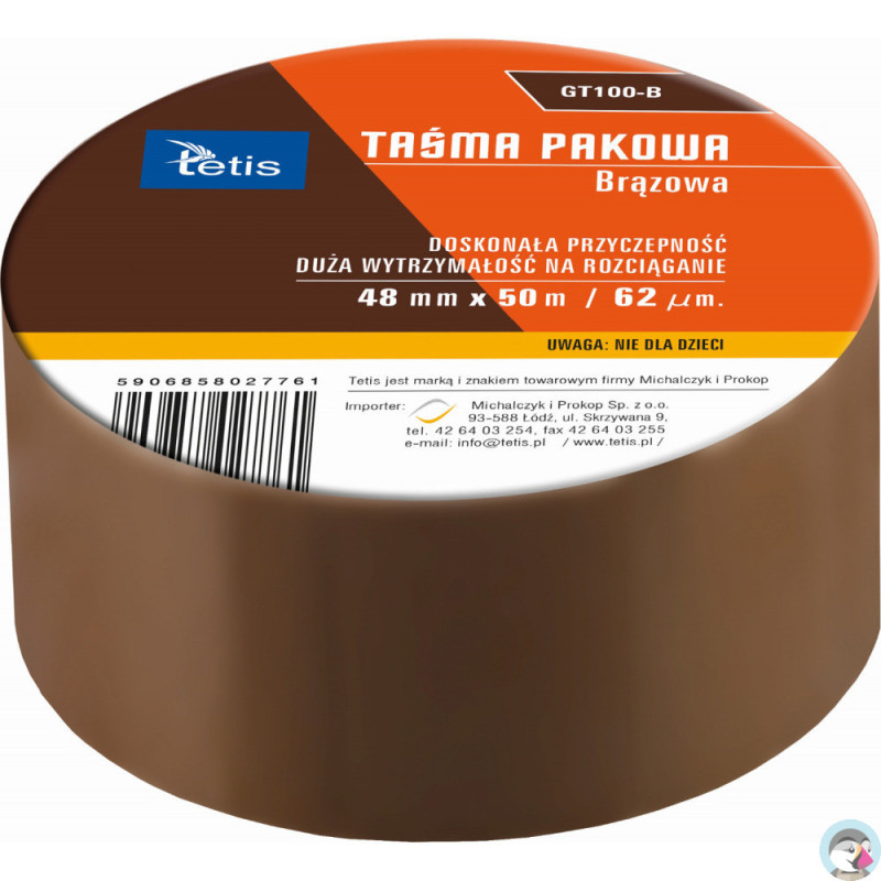 Taśma pakowa brązowa 48mmx50m GT-100-B TETIS