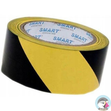 Taśma ostrzegawcza żółto-czarna 48mm x 25m SMART samoprzylepna winylowa
