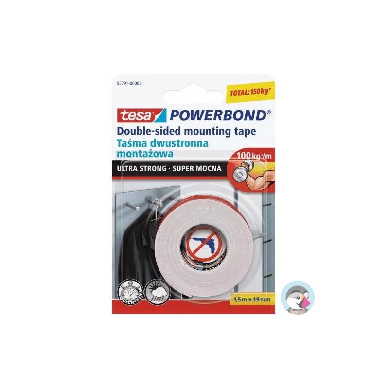 Taśma montażowa dwustronna 19mm x 1.5m Powerbond 55791-00003-01 TESA