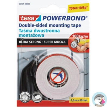 Taśma montażowa dwustronna 19mm x 1.5m Powerbond 55791-00003-01 TESA