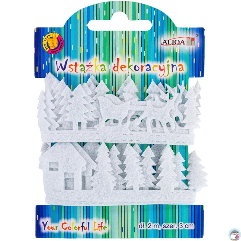 Taśma filcowa z motywem świątecznym 2m x 3cm TCX-6563 ALIGA