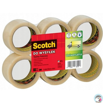 Taśma pakowa SCOTCH 371 (6szt) Hot-melt przezroczysta 48x66m 3M