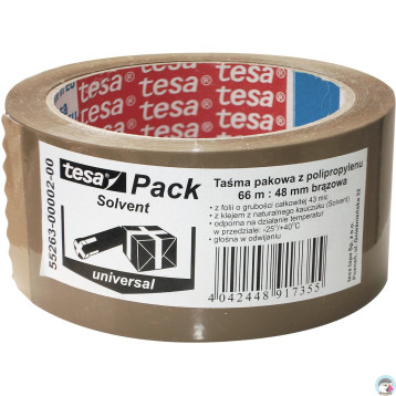 Taśma pakowa 48mm x 66m SOLVENT brązowa 55263-00002-00 TS TESA