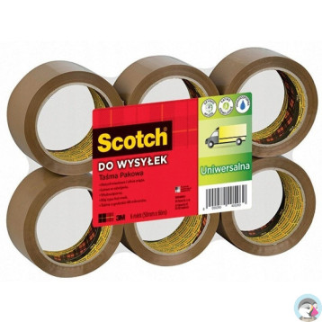 Taśma pakowa SCOTCH 371 (6szt) Hot-melt brązowa 48x66m 3M