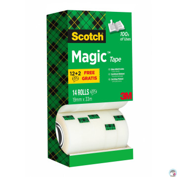 Taśmy SCOTCH MAGIC 19x33m 12+2 w kartonowym podajniku rolki 8-1933R14 3M