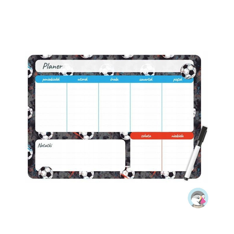 Planer magnetyczny na lodówkę Plan lekcji 35x25cm tygodniowy + marker PM-02-02 BIURFOL