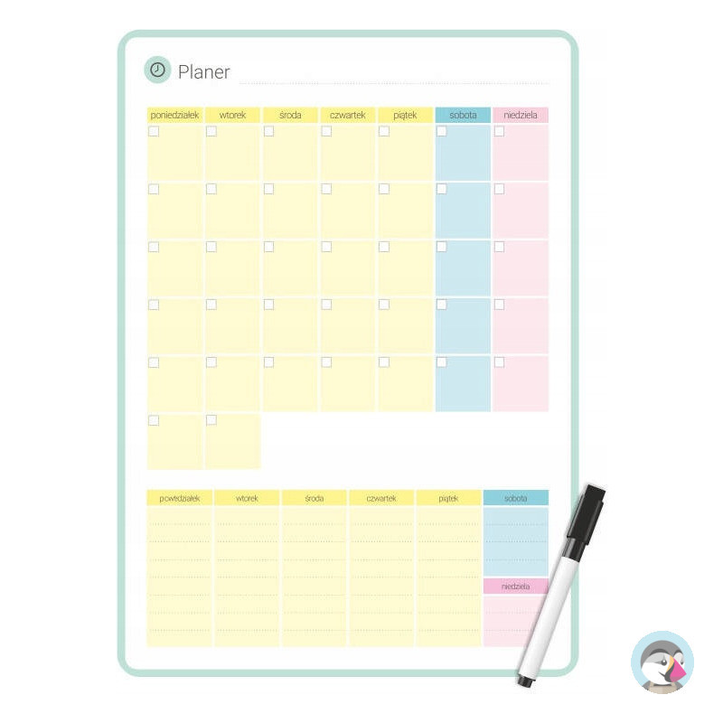 Planer magnetyczny na lodówkę 25x35cm miesięczny + marker PMP-01-01 BIURFOL