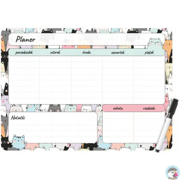 Planer magnetyczny na lodówkę Plan lekcji 35x25cm tygodniowy + marker PM-02-03 BIURFOL