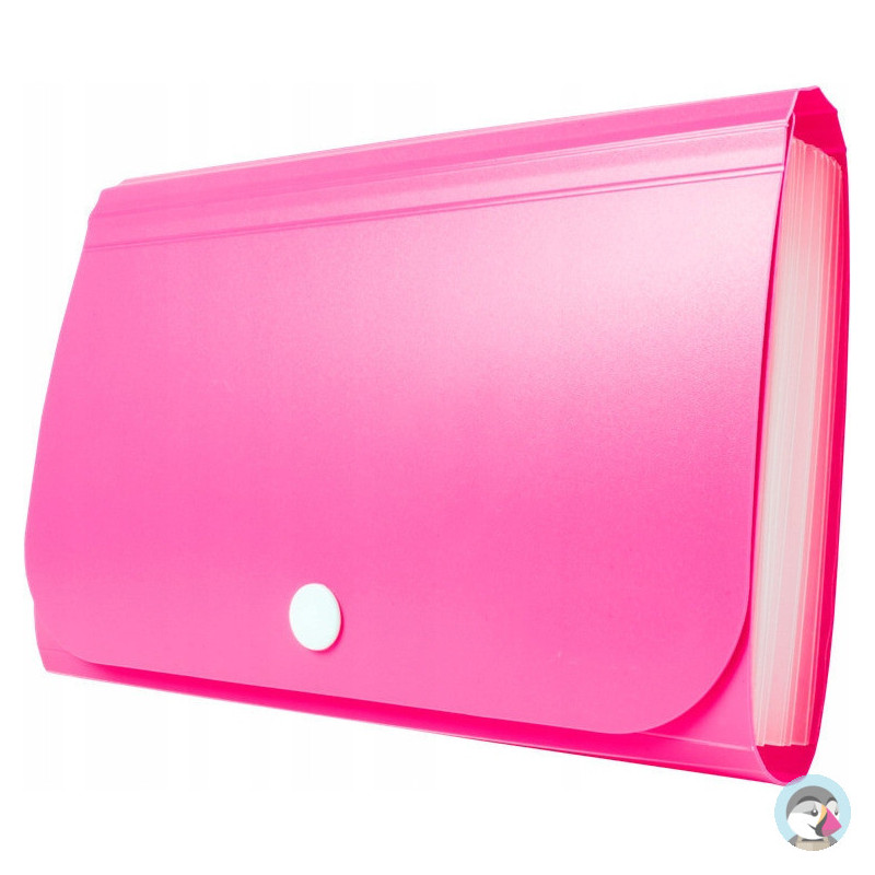 Teczka harmonijkowa PP na zatrzask różowa 178x118x31mm BT613-R TETIS