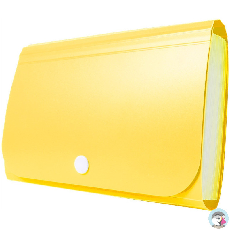 Teczka harmonijkowa PP na zatrzask żółta 178x118x31mm BT613-Y TETIS