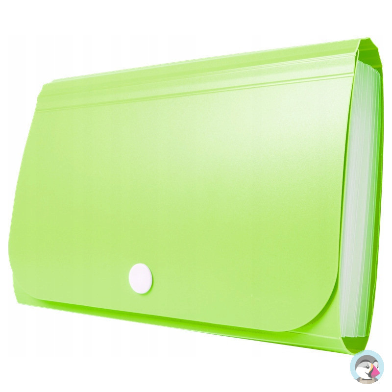 Teczka harmonijkowa PP na zatrzask zielona 178x118x31mm BT613-Z TETIS