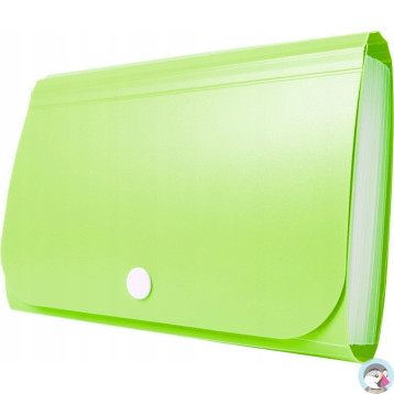 Teczka harmonijkowa PP na zatrzask zielona 178x118x31mm BT613-Z TETIS