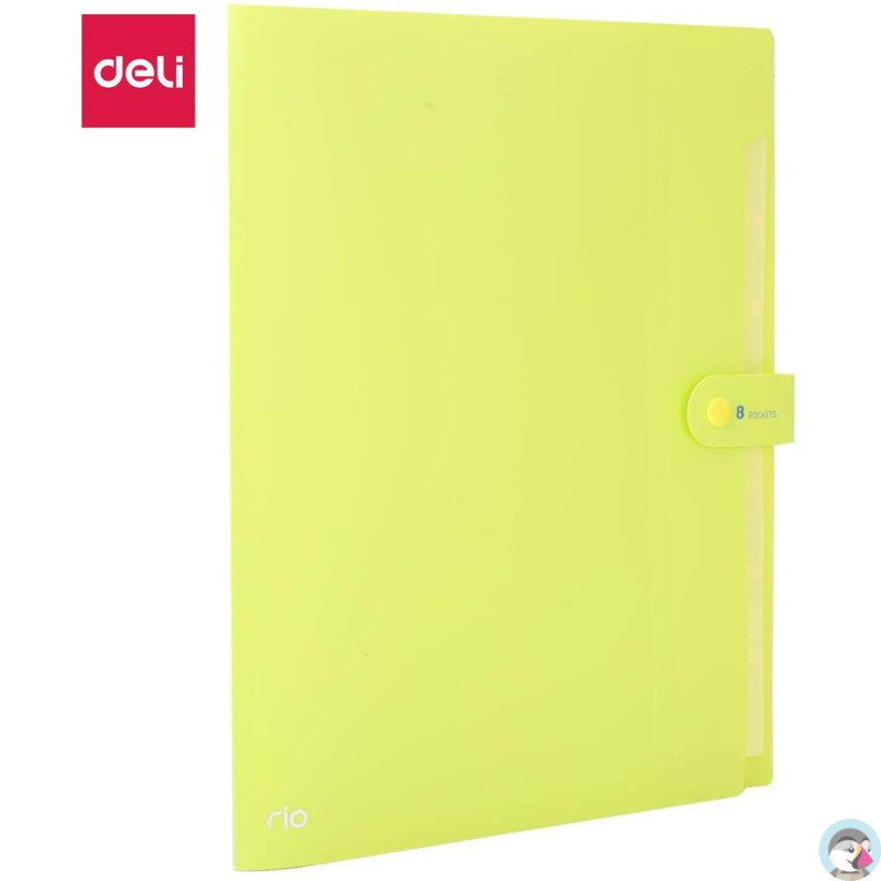 Teczka zatrzaskowa A4 8-przegródek RIO zielona EB40102 GREEN DELI