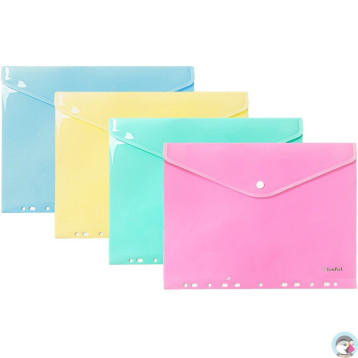 Teczka kopertowa A4 wpinana do segregatora PP 10 sztuk mix pastelowy TKZP-A4 BIURFOL