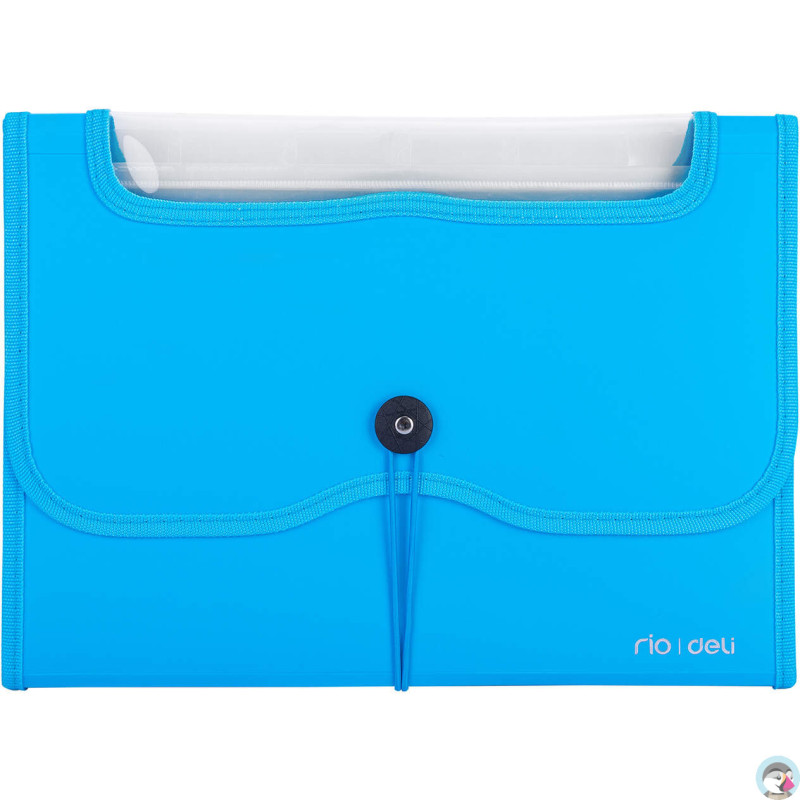 Teczka harmonijkowa z gumką A4 7-przegródek okno PVC RIO niebieska 38127 BLUE DELI