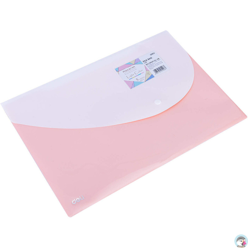 Teczka kopertowa na zatrzask MACARON różowa 5506 PINK DELI