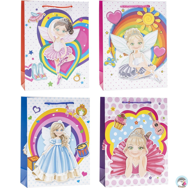 Torebka prezentowa 26x32x10cm dla dzieci KSIĘŻNICZKI TD-23121-3D-A4 ROZETTE