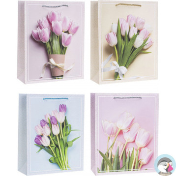 Torebka prezentowa 26x32x10cm tulipany TK-24023-GL-A4 ROZETTE