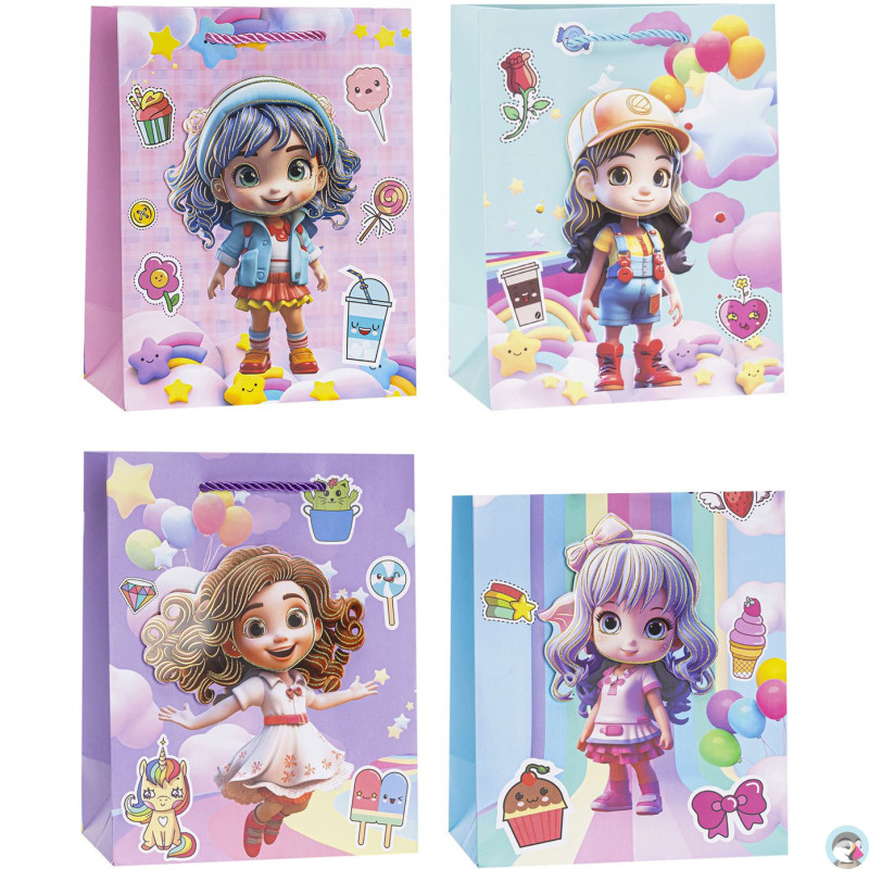 Torebka prezentowa 26x32x10cm dla dziewczynek TD-24081-3D-A4 ROZETTE
