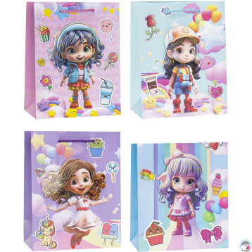 Torebka prezentowa 26x32x10cm dla dziewczynek TD-24081-3D-A4 ROZETTE