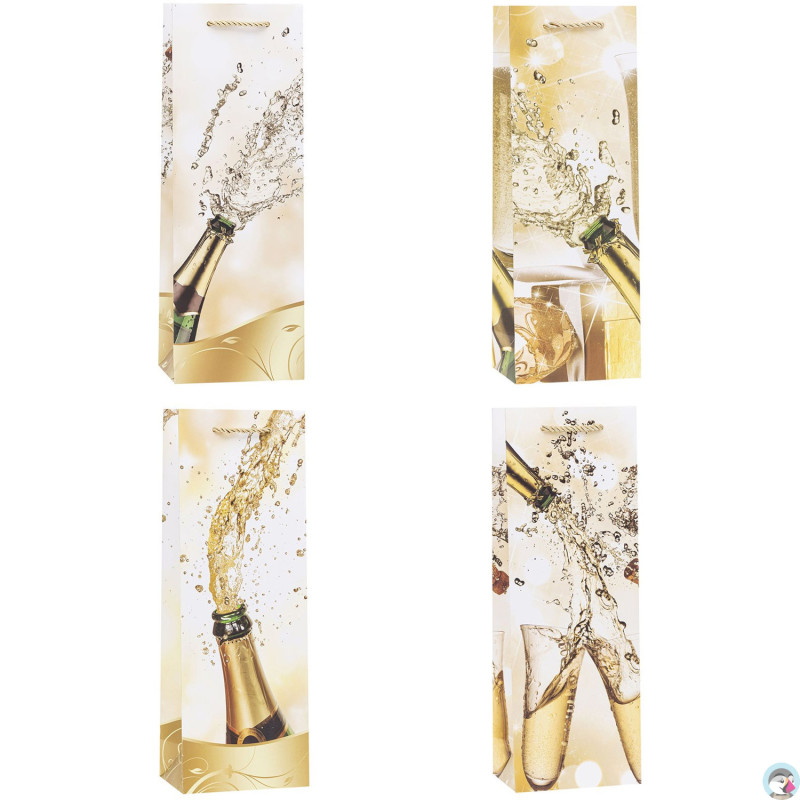 Torebka prezentowa 12x35x9cm na butelkę TBF-24159-BB ROZETTE