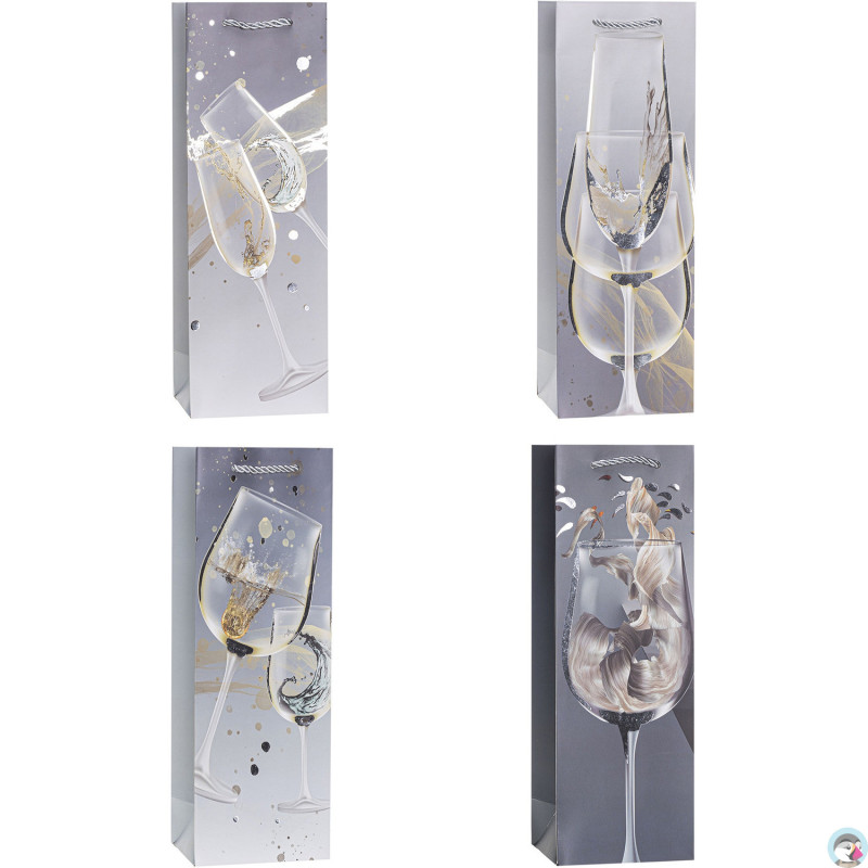 Torebka prezentowa 12x36x9cm na butelkę TBF-24014-HS-BB ROZETTE