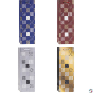 Torebka prezentowa 12x35x9cm na butelkę TBG-23162-HS-BB ROZETTE