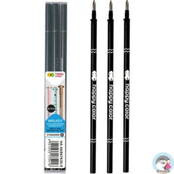 Wkłady do długopisu usuwalnego A 0.5mm czarny (3) AKR67K35-9 Happy Color