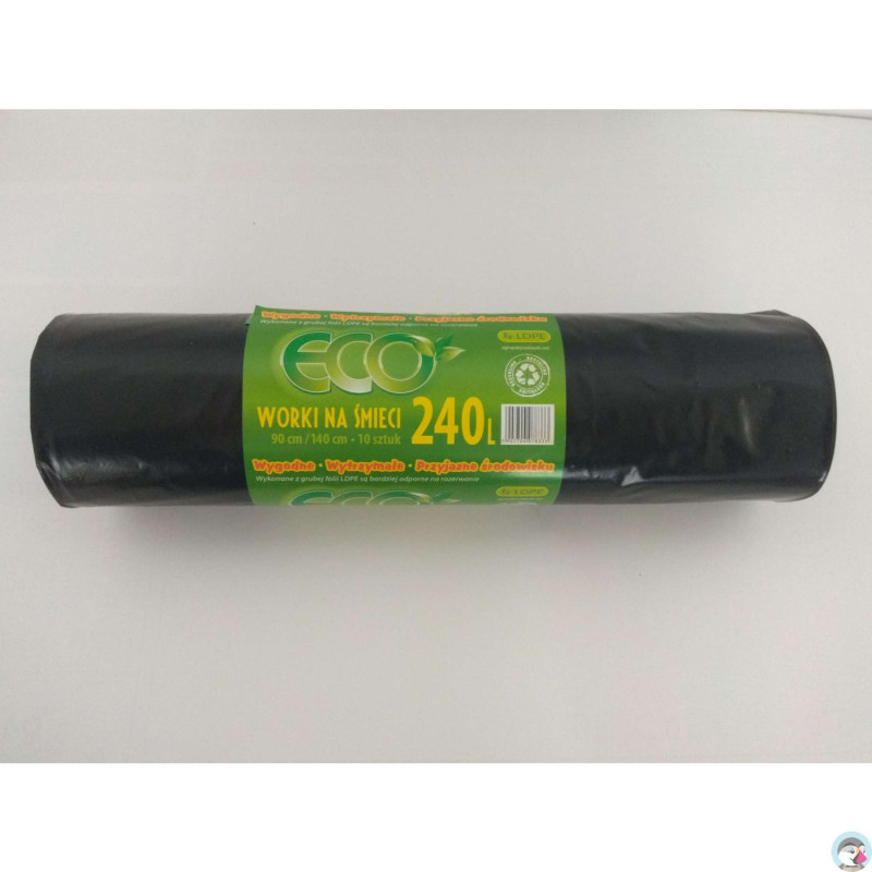 Worki na śmieci 240L 50mic LDPE czarne (10szt) 90cm/140cm
