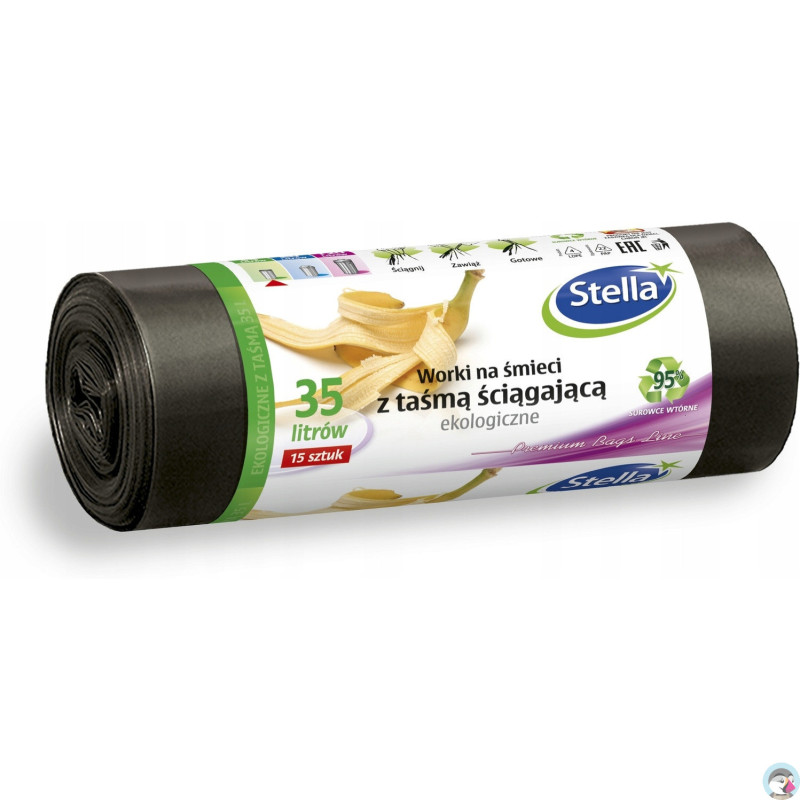 Worki na śmieci 35L LDPE ekologiczne z taśmą (15szt) STELLA WNS-4249