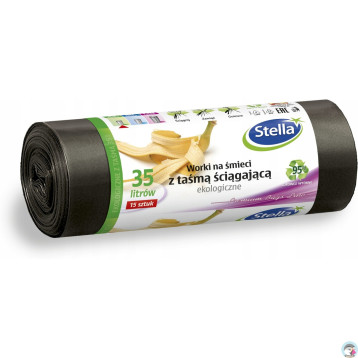 Worki na śmieci 35L LDPE ekologiczne z taśmą (15szt) STELLA WNS-4249