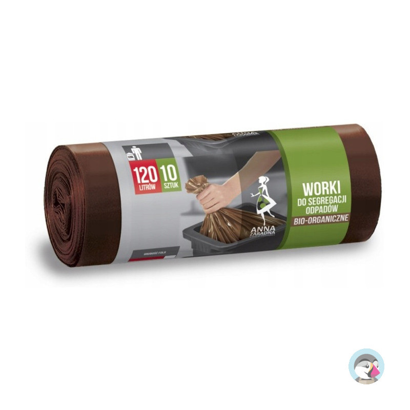 Worki do segregacji odpadów BIO 120L 10szt brązowe WNS-7027V1