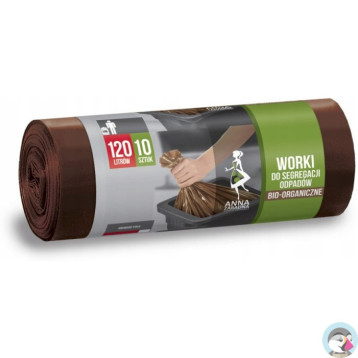 Worki do segregacji odpadów BIO 120L 10szt brązowe WNS-7027V1