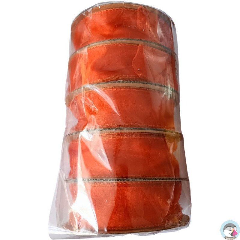 Wstążka organza szer. 4cm ciemny pomarańcz GIMAR