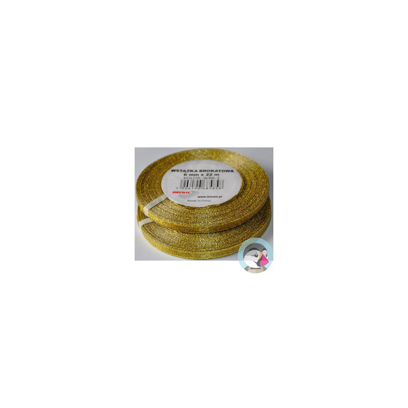 Wstążka brokatowa złota 6mm WB6-1 BREWIS