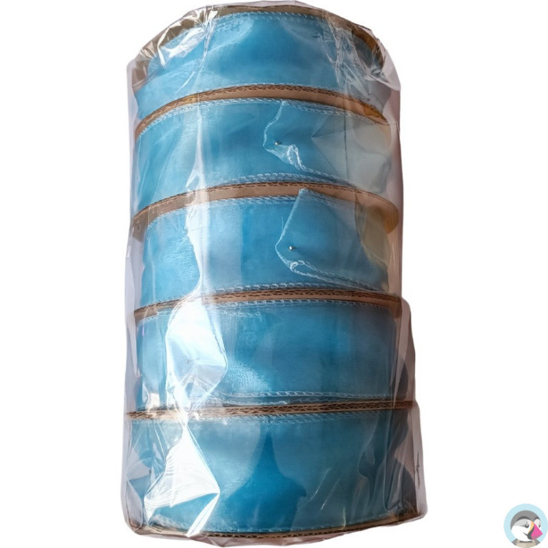 Wstążka organza szer. 4cm niebieski GIMAR