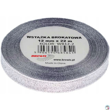 Wstążka brokatowa 12mm/22m wb12-2 srebrna BREWIS