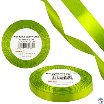 Wstążka satynowa 12mm/32m WS12-184 zieleń wiosenna BREWIS