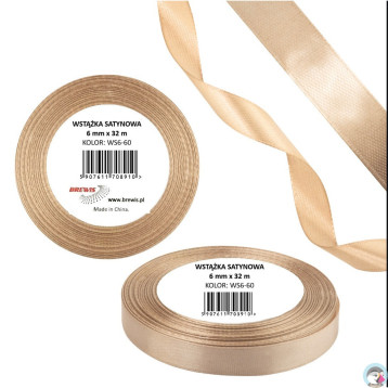 Wstążka satynowa 6mm/32m WS6-60 tan BREWIS