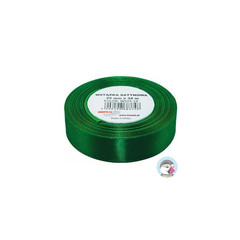 Wstążka satynowa 25mm/32m 19 zielona BREWIS
