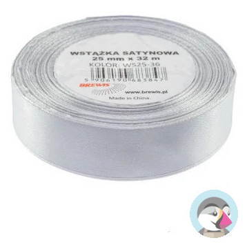 Wstążka satynowa 25mm/32m szary/platynowy BREWIS