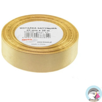 Wstążka satynowa 25mm/32m złota BREWIS